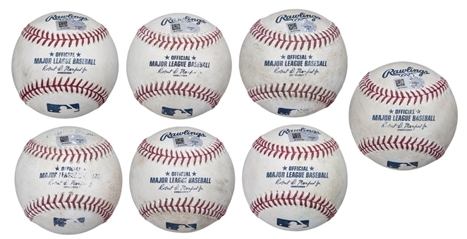 Lot of (7) Game Used OML Baseballs Used By Various Teams (MLB Authenticated)